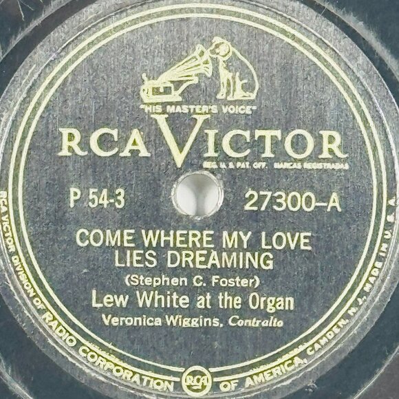 Lew White Come Where My Love Lies Dreaming 10in Shellac 78 RCA Victor 27300 - Picture 2 of 4